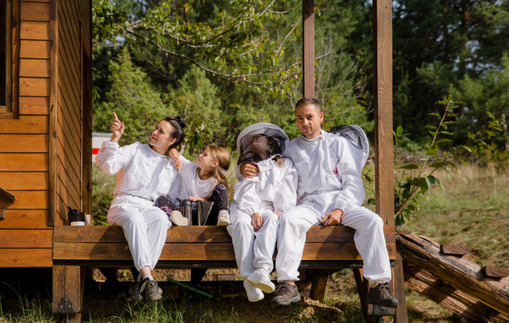 family-honey-harvest